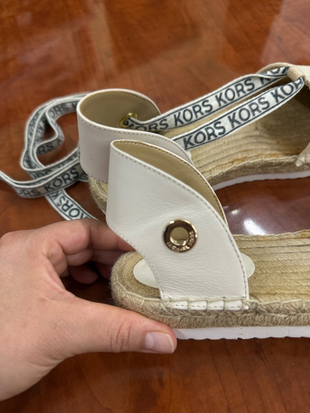 Michael Kors Natural Beige Espadrille Ankle-Tie Flats - Picture 6 of 6